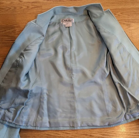 Vintage Women’s Light Blue Wool/Angora Coat Carlisle Size 8 Zip Front - Picture 11 of 16
